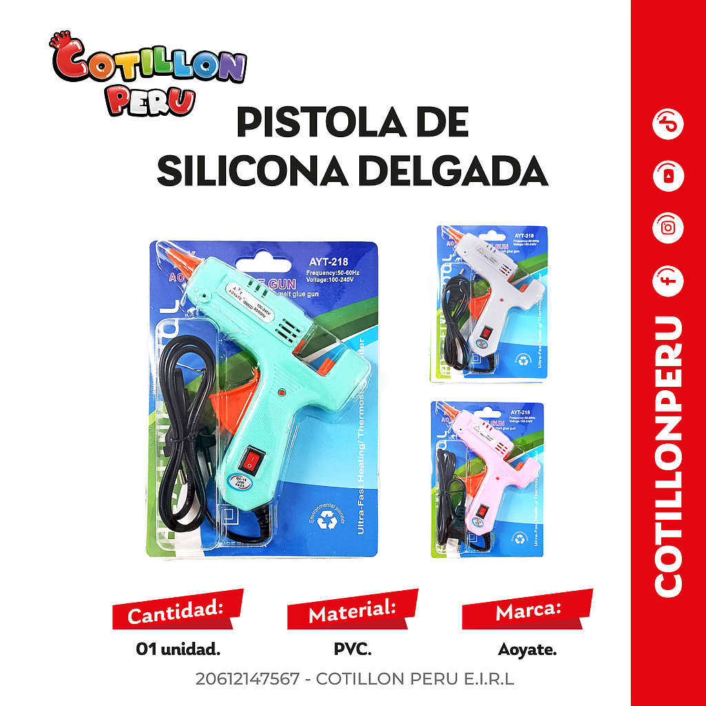 Pistola De Silicona Aoyate Delgada x 1 Und